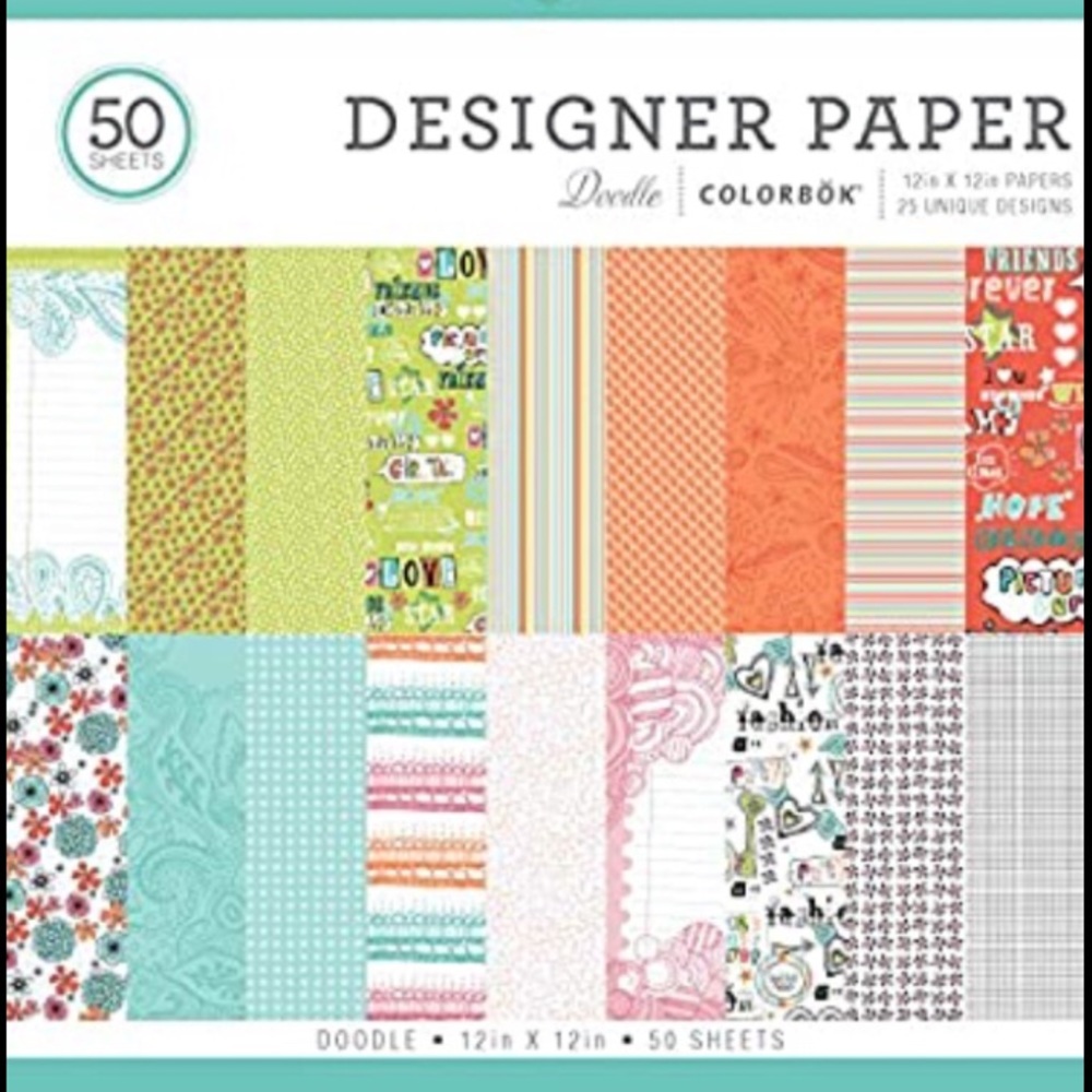 COLORBOK DOODLE DESIGNER PAPER, 50 COUNT.